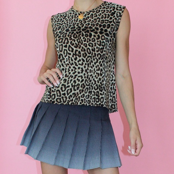 y2k Plisse Cheetah Print Scrunched Silky Tank Top - Picture 4 of 9